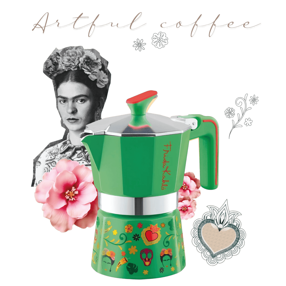 Pedrini® Frida Kahlo Kotyogós Kávéfőző - Zöld - Reserva